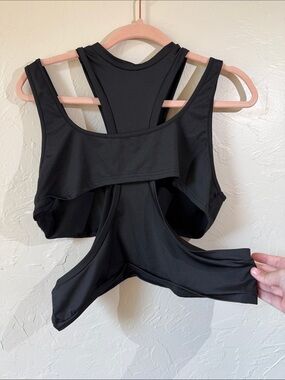 Everyday Black Racerback Sports Bra with Crossback Support